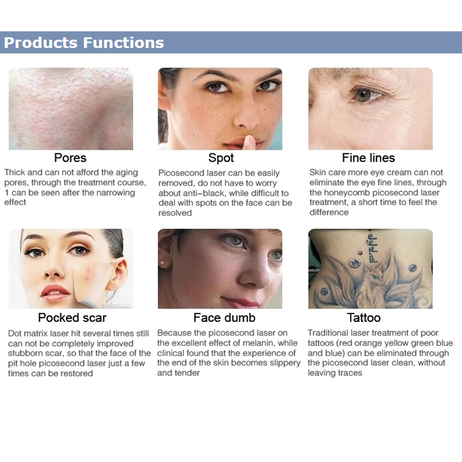 Nd YAG Picosecond Laser Tattoo Removal Machine Q Switch Pigment Freckle Removal Skin Rejuvenation