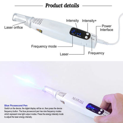 Picosecond Laser Pen Blue Light Scar Spot Freckle Mole Tattoo Pigment Removal